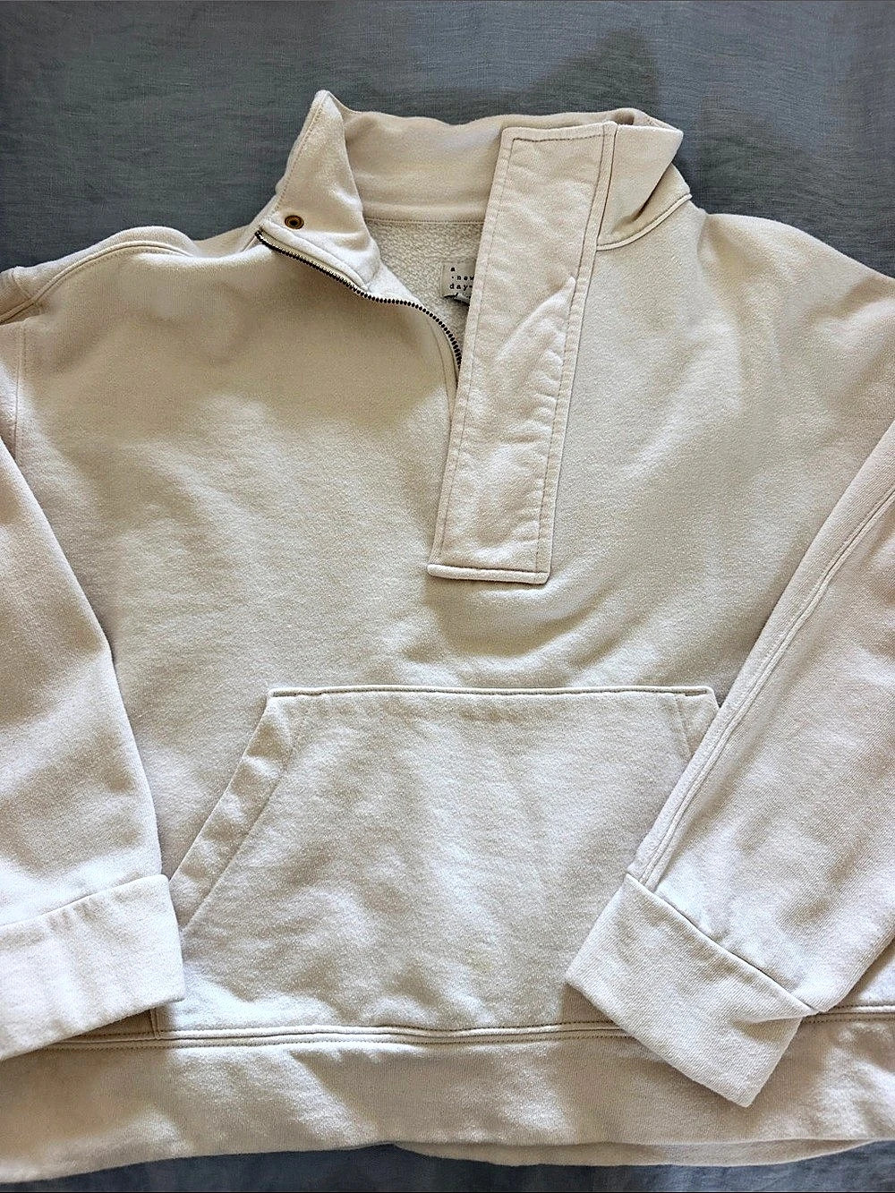 a new day Half-Zip Fleece Pullover Sweatshirt Cream Small